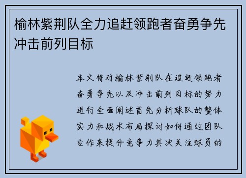 榆林紫荆队全力追赶领跑者奋勇争先冲击前列目标
